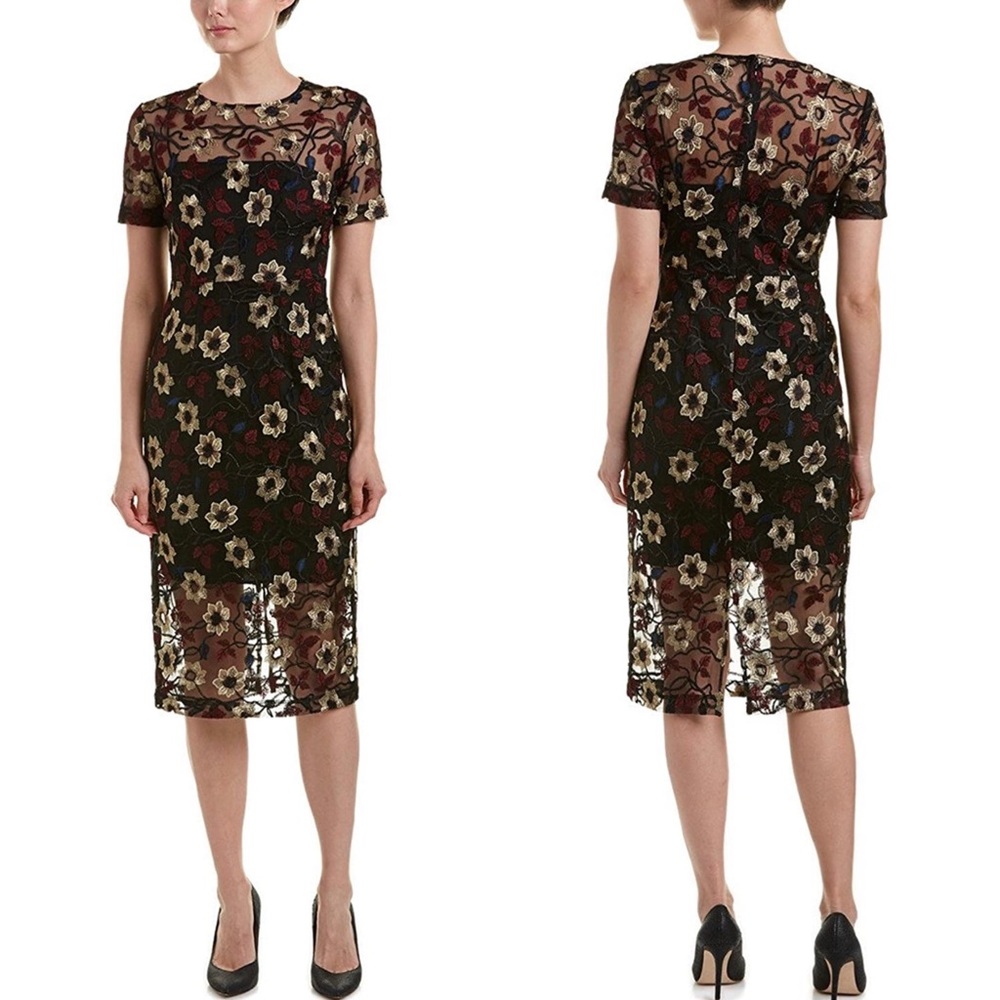 Donna Morgan Women's Floral Embroidered Mesh Midi - Picture 1 of 3